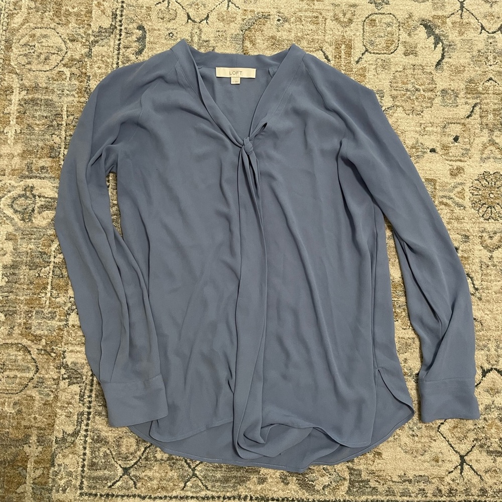 Loft Long Sleeve Blue Dress Blouse (S)